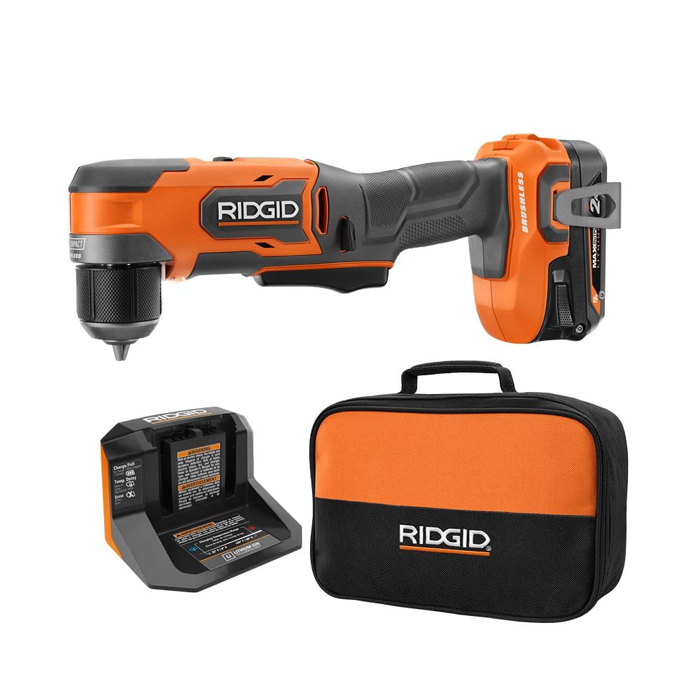 RIDGID: 18V Brushless 3/8 in. Subcompact Right Angle Drill Kit